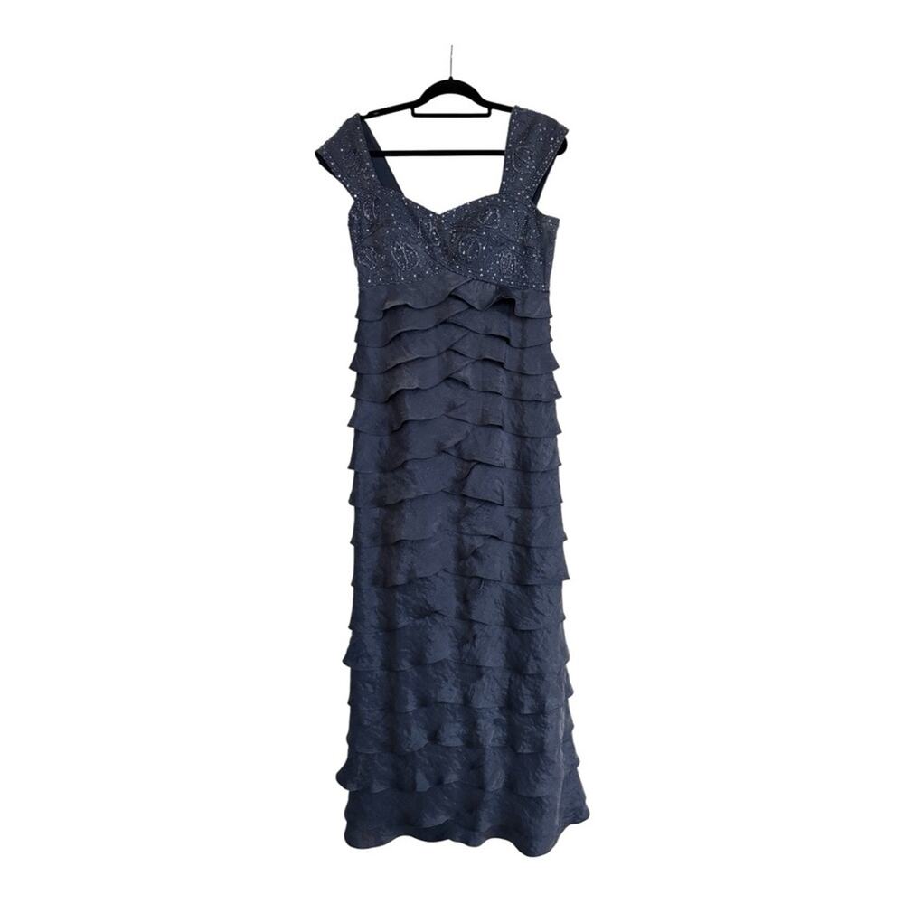 Ignite Evenings by Carol Lin Ocean Blue Maxi Evening Gown.